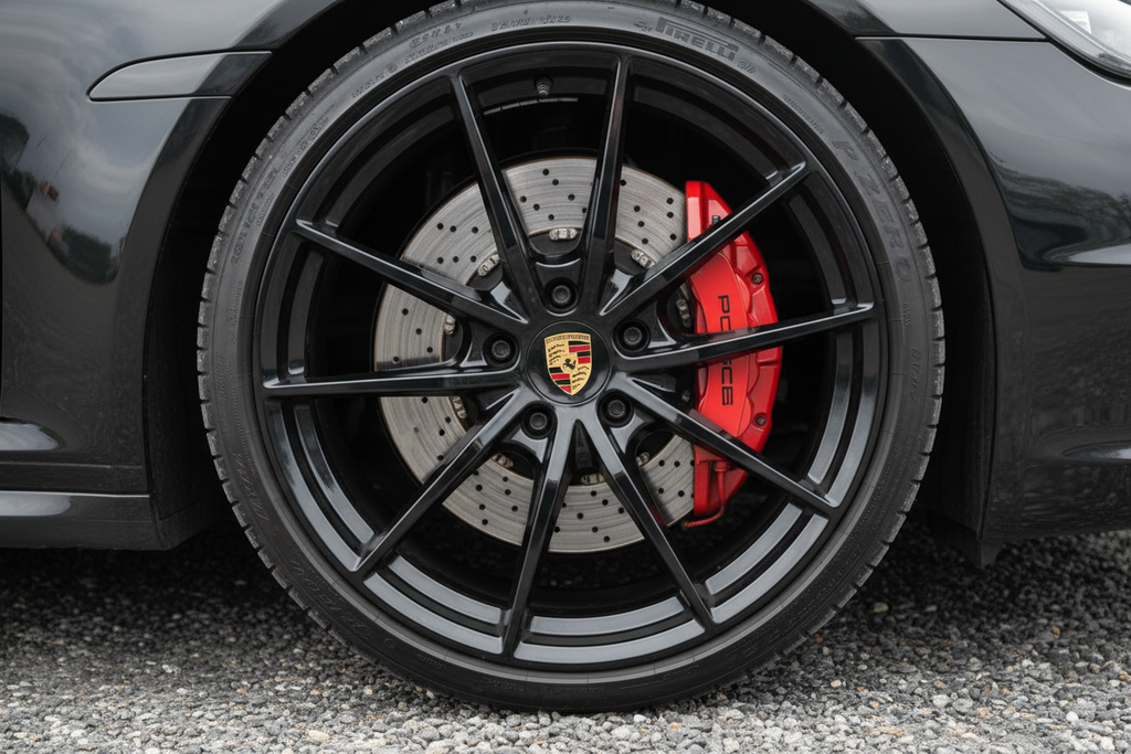 Zwarte Porsche remklauw mockup